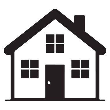Simple Black House İllüstrasyon Vektör Tasarımı Emlak Resmi