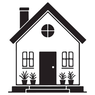 Emlak ve Mimarlık için Basit Ev Silüeti Vektör İllüstrasyonu