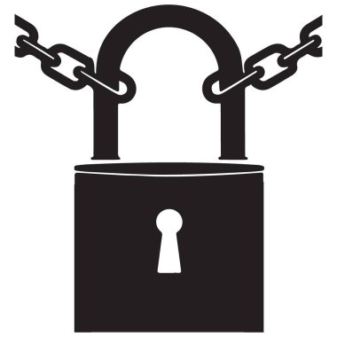 Siyah Asma Kilit Vektör İllüstrasyonu Güvenlik ve Güvenli Koruma Temsilcisi