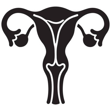 Anatomik Rahim Üreme Organı Siyah Silüet Vektör İllüstrasyonu
