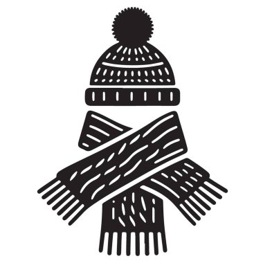 Soğuk Günler İçin Şık Kış Şapkası ve Eşarp Siluet Vektörü ResimleriName