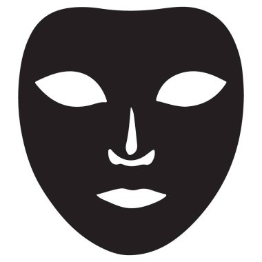 İfadesiz Maskeli Siluet Vektör Sanat Simgesi Çizim Tasarımı
