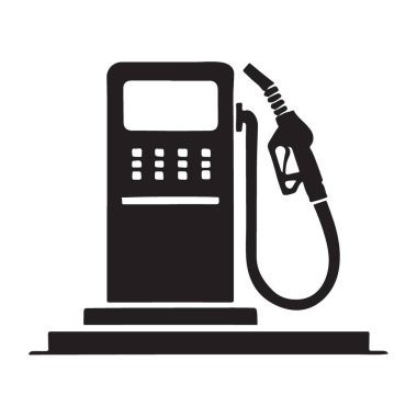 Siyah Benzin İstasyonu Pompalama Resimleri Basit Vektör Grafiği