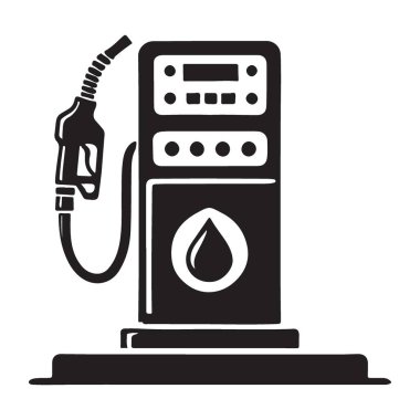 Siluet siyah benzin pompası vektör sanat çizimi tasarımı