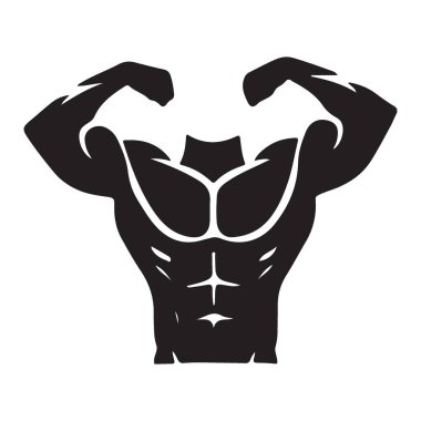 Fitness ve Spor Salonu için Kas Vücut Silueti Vektörü Grafiği