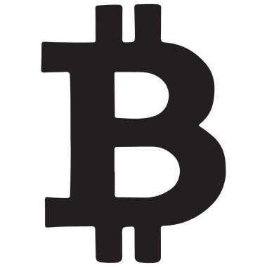 Finans için Basit Bitcoin Simgesi Siluet Vektörü İllüstrasyonu