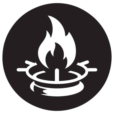 Yemek pişirmek için Alev Vektörü Simgesi ile Gaz Fırını Yakıcı