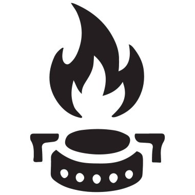 Yemek ve Isıtma için Gaz Sobası Siluet Vektörü