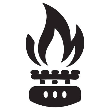 Kamp Aşçılığı İçin Taşınabilir Gaz Sobası Siluet Vektör Simgesi