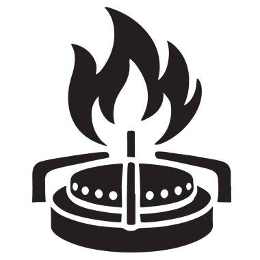 Ev Mutfağı Güç Silueti Gaz Gaz Soba Vektörü İllüstrasyon Tasarımı