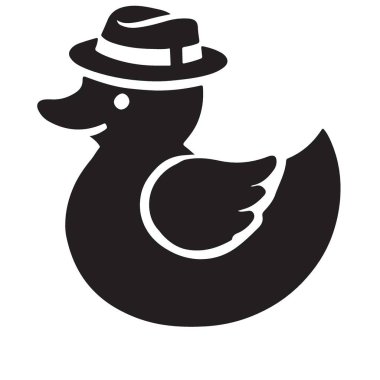 Serin Ördek Silueti Kauçuk Ördek Şapka Vektör Sanatı Giyiyor