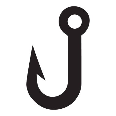 Siluet Balık Avlama Kancası İllüstrasyon Açı Sembol Tasarımı Sanat