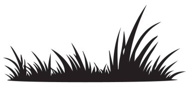 Peyzaj Tasarımı ve Doğa Projeleri için Çimen Silueti Vektör İllüstrasyonu