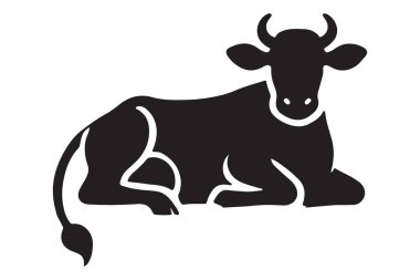 Yalancı Siyah İnek Çiftlik Hayvanları için Siluet Vektör İllüstrasyonu