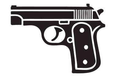 Güvenlik ve Silah Tasarımı için Klasik Tabanca Silueti Vektör İllüstrasyonu