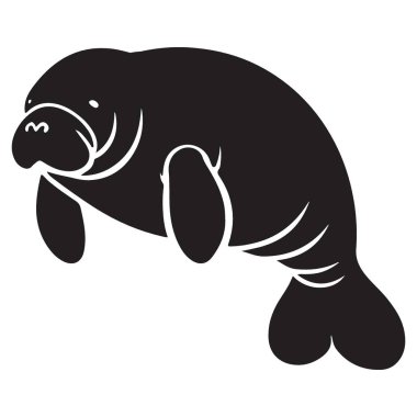 Manatee Deniz İneği Silueti Yüzme Vektörü Çizelgesi