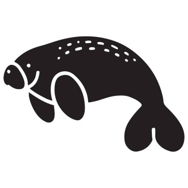 Benekli Manatee 'nin Silüeti Sualtı Vektör Sanatı