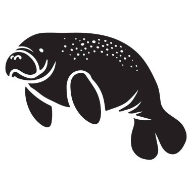 Denizayısı Vektör İllüstrasyonu Sakin Deniz İneği Çizimi Su Memelisi Resmi