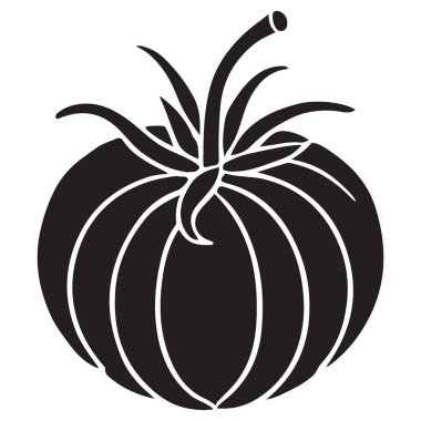 Domates Silueti Vektör İllüstrasyonu Taze Olgun Bahçe Sebze Tasarımı