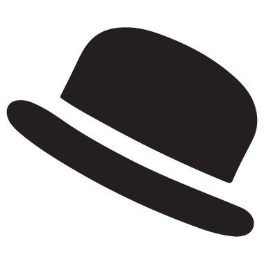 Bowler Hat Vector İllüstrasyon Klasik Başlık Tasarımı Silueti