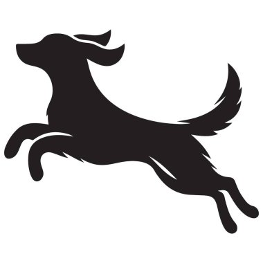 Bir Köpek Sıçrayan Vektör Çiziminin Dinamik Silueti