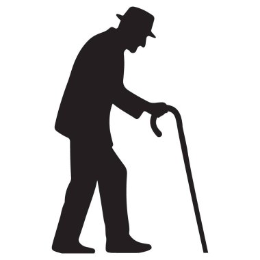 Siluet Yaşlı Adam Yürüyen Çubuk Yaşlı Vatandaş Grafikleri