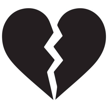 Kırık Kalp Silueti Vektör Resimlendirme Duygusal Acı Sembolü