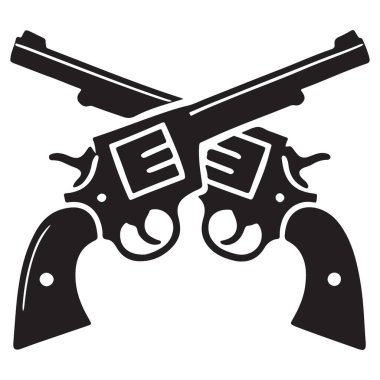 Siluet Çapraz Tabancalar Vektör Resim Tasarımı Sembolü