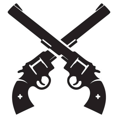 Siluet Çaprazlanmış Tabancalar Grafik Tasarım Vektörü İllüstrasyonu