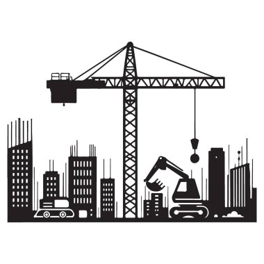 Kentsel Tasarım Projeleri için İnşaat Silüeti Crane Vektörü