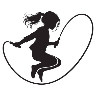 Siluet Resimlerini Atlayan Kız Enerjik Çocukluk Etkinliği Tasarımı