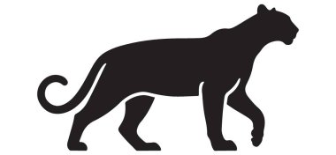 Görkemli Kara Panter Siluet Vektör Gösterim Gücü Sembolü