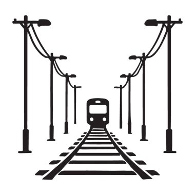 Çizgi çizgileri perspektifi perspektifli çizimler üzerindeki tren çizimi