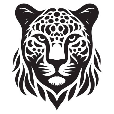 Soyut Desen Tasarımlı Detaylı Jaguar Baş Vektör Sanat İllüstrasyonu