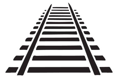 Perspektif Demiryolu Silüeti Görünümü Siyah ve Beyaz Taşımacılık Tasarımı