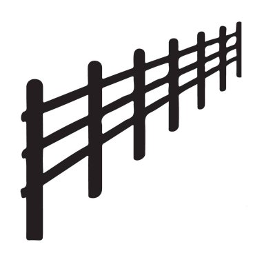 Kırsal Çit Silüeti Çizim Vektörü Siyah ve Beyaz Özet Tasarımı