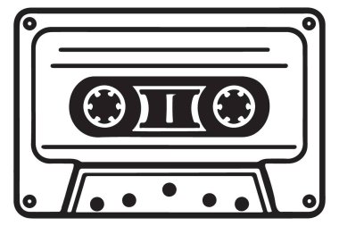 Kaset Kasedi Vektör Silueti Klasik Müzik Ses Kayıt Elemanı