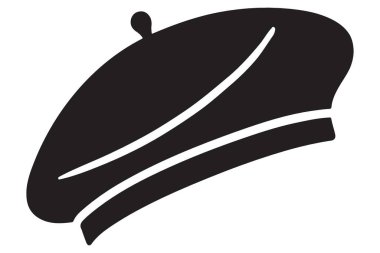 Siyah Bere Şapka Silueti Sanatsal Moda Aksesuar Vektör İllüstrasyonu