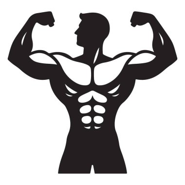 Kalın Vücut Geliştirme Silüeti Vektörü Güçlü Kas Ekranı