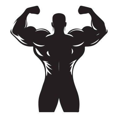 Sırt Kaslı Vektör Adam Fitness Modelinin Silueti