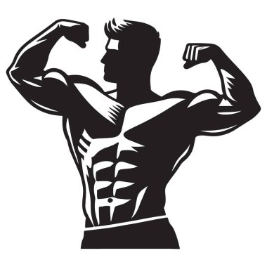 Vektör Vücut Geliştirici Esneme, Tanımlanmış karın kasları ve Kol Kasları Gösterimi