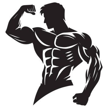 Tanımlanmış karın kaslarıyla Esneyen Bir Vücut Geliştirenin Vektör İllüstrasyonu