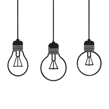 Filaments vektör illüstrasyon tasarımlı üç asma ampul