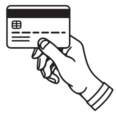 Hand Holding Credit Card Vektör Hattı Sanat Ödeme Yöntemi