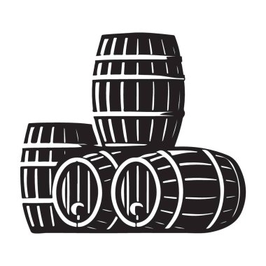 Yığınlanmış Tahta Variller Şarap Sanayii için Resim Sanatı