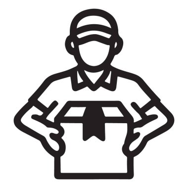 Kutu silueti taşıyan teslimatçı vektör illüstrasyon nakliyesi