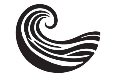 Grafik Tasarımları için Zarif Girdap Dalgası Siluet Vektör İllüstrasyonu