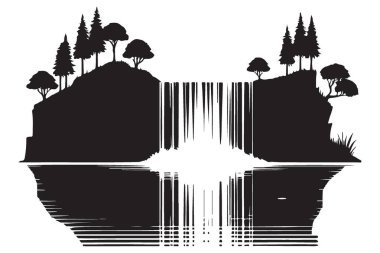 Serene Silhouette Şelale Şelalesinin Huzur Gölü 'ne Şelale Şelalesi