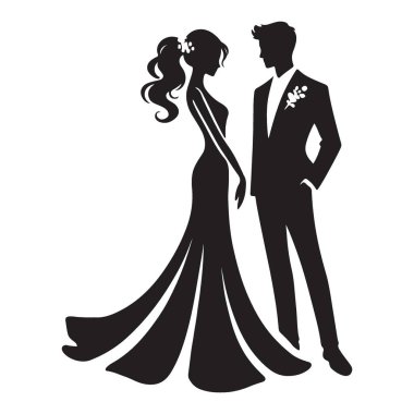 Zarif Gelin ve Damat Silueti Düğün Çifti Resimleri