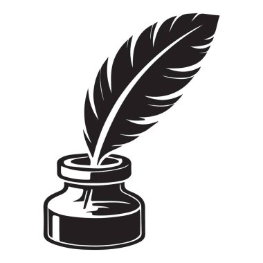Inkwell Yazı Kavramında Tüy Tüy Tüy Silueti Çizimi